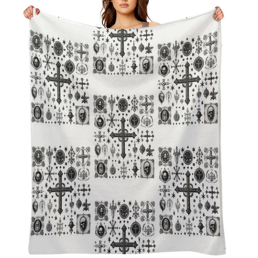 Wickedly Simple Unleash Dark Icons - Sinister Line Art for The Bold Sustainable Throw Blanket