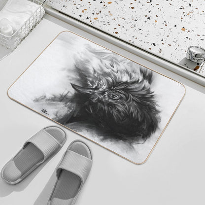 Senescent 4 - Charcoal Drawing  Anti-Trip Bath Mat