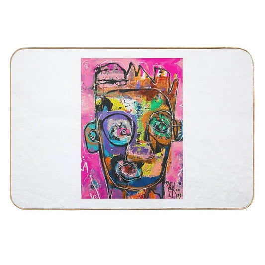 Neoexpressionism, Art Brut, Spontaneous Art, Black And Colors, Free Figuration  Repositionable Bath Mat