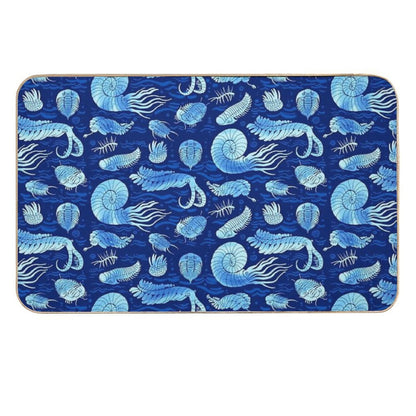 Ancient Sea Animals Trilobites, Anomalocaris, Wiwaxia And Others on Dark Bg  Toxin-Free Bath Mat