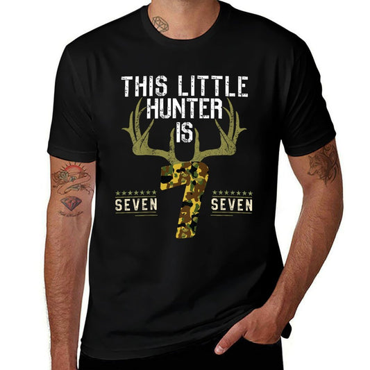 Kids 7th Birthday Funny Deer Hunter Seven Years Old Boy Hunting  Graphic-printed T-Shirt