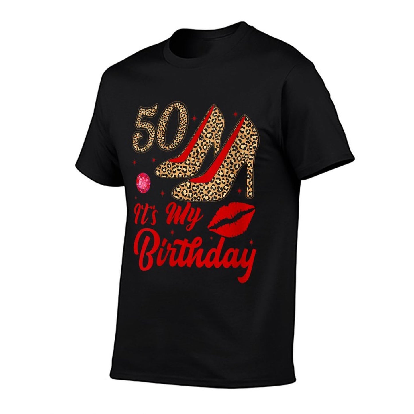 Womens Women It's My 50th Leopard High Heels Happy 50th Birthday  Lightweight T-Shirt