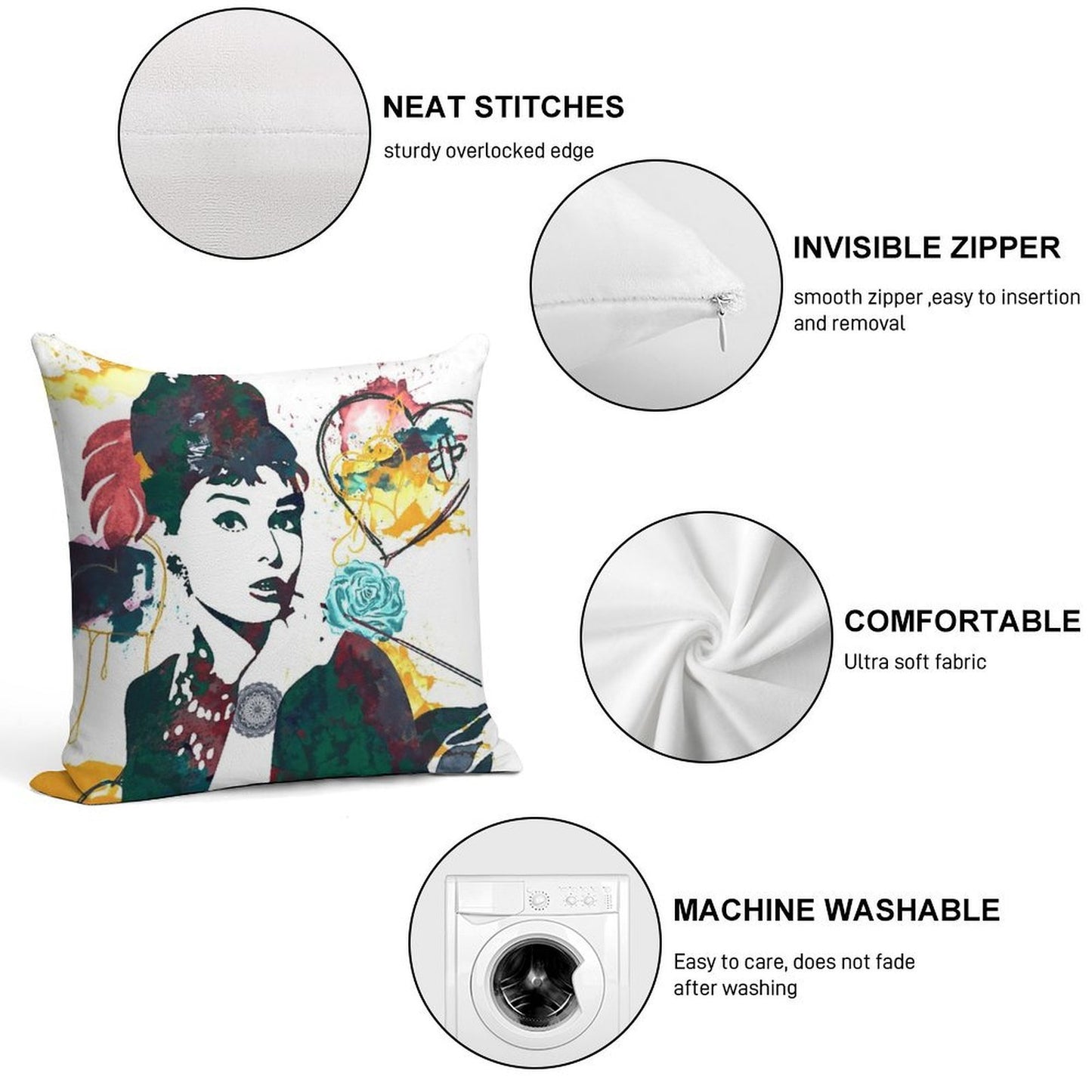 Audrey Hepburn Nature Colours Soft Reinforced Edging Throw Pillow