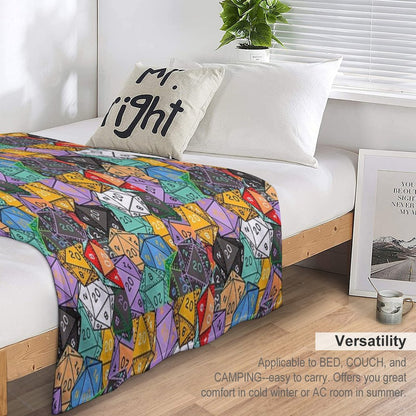 Polyhedral Paradise Vibrant D20 Dice Pattern Multi-functional Throw Blanket