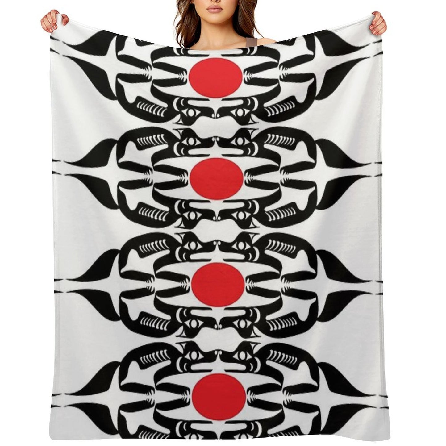 Coast Salish Wolf Shrink-resistant Throw Blanket
