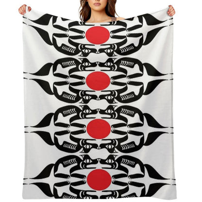 Coast Salish Wolf Shrink-resistant Throw Blanket