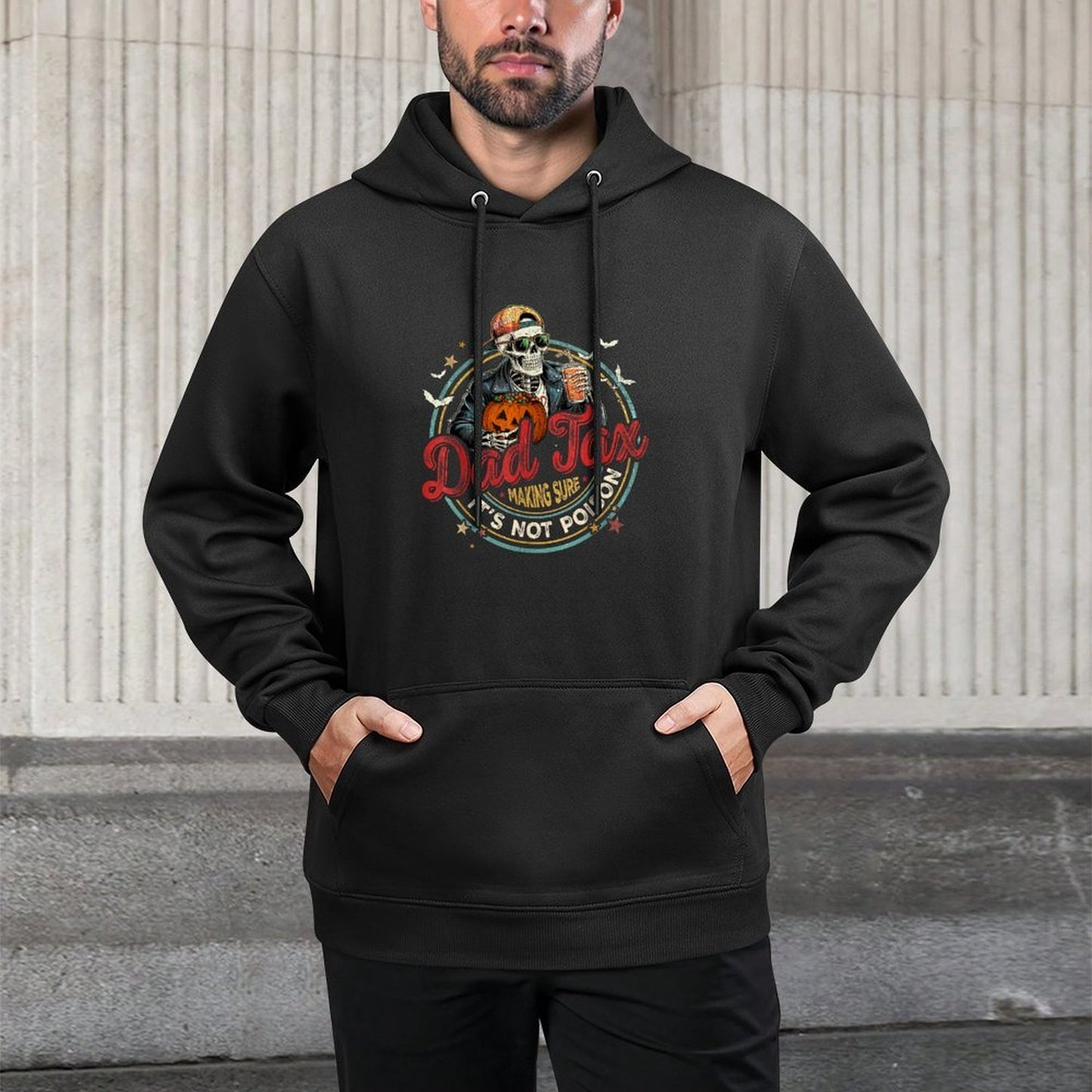 Funny Skeleton Papa Halloween Dad Tax Making Sure Not Poison Layering Staple Hoodie