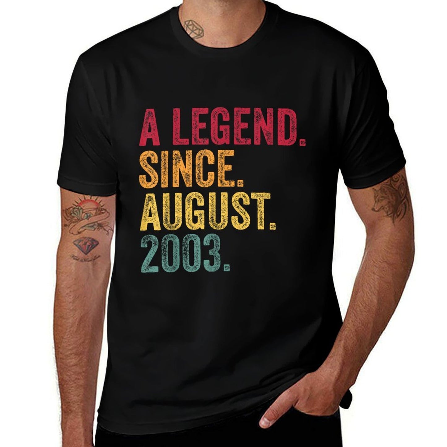 Born In August 2003 21st Birthday  Fade-proof Color T-Shirt