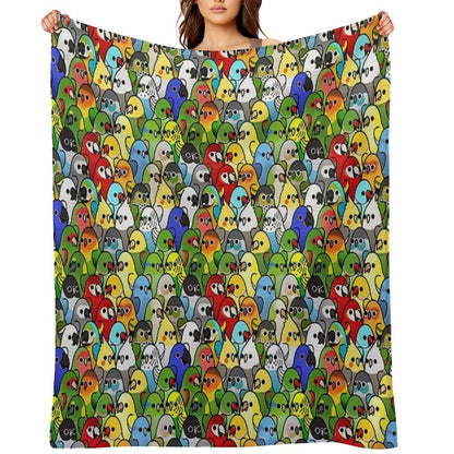 Too Many Birds! Bird Squad 1 Velvety-soft Throw Blanket