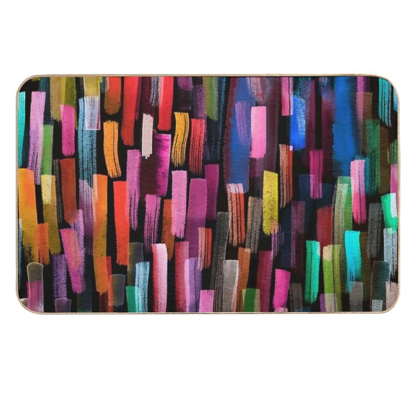 Multicolored Watercolor Stripes Pattern  Stain-Proof Bath Mat