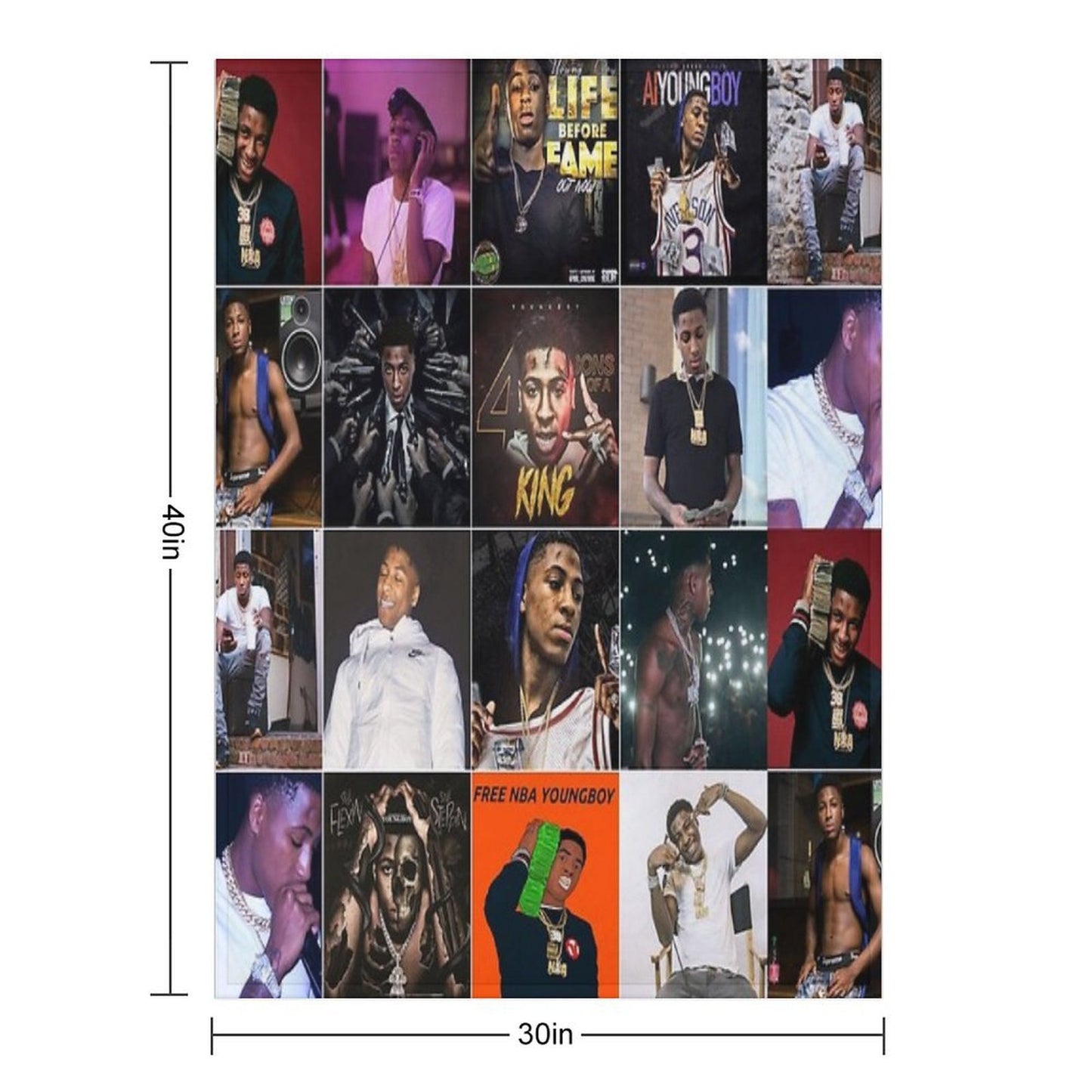 YoungBoy Never Broke Again Photo Collage Wrinkle-free Throw Blanket