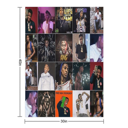 YoungBoy Never Broke Again Photo Collage Wrinkle-free Throw Blanket