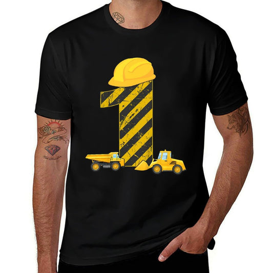 Kids 1st Birthday Digger 1 Year Builder Excavator Gift  Durable T-Shirt