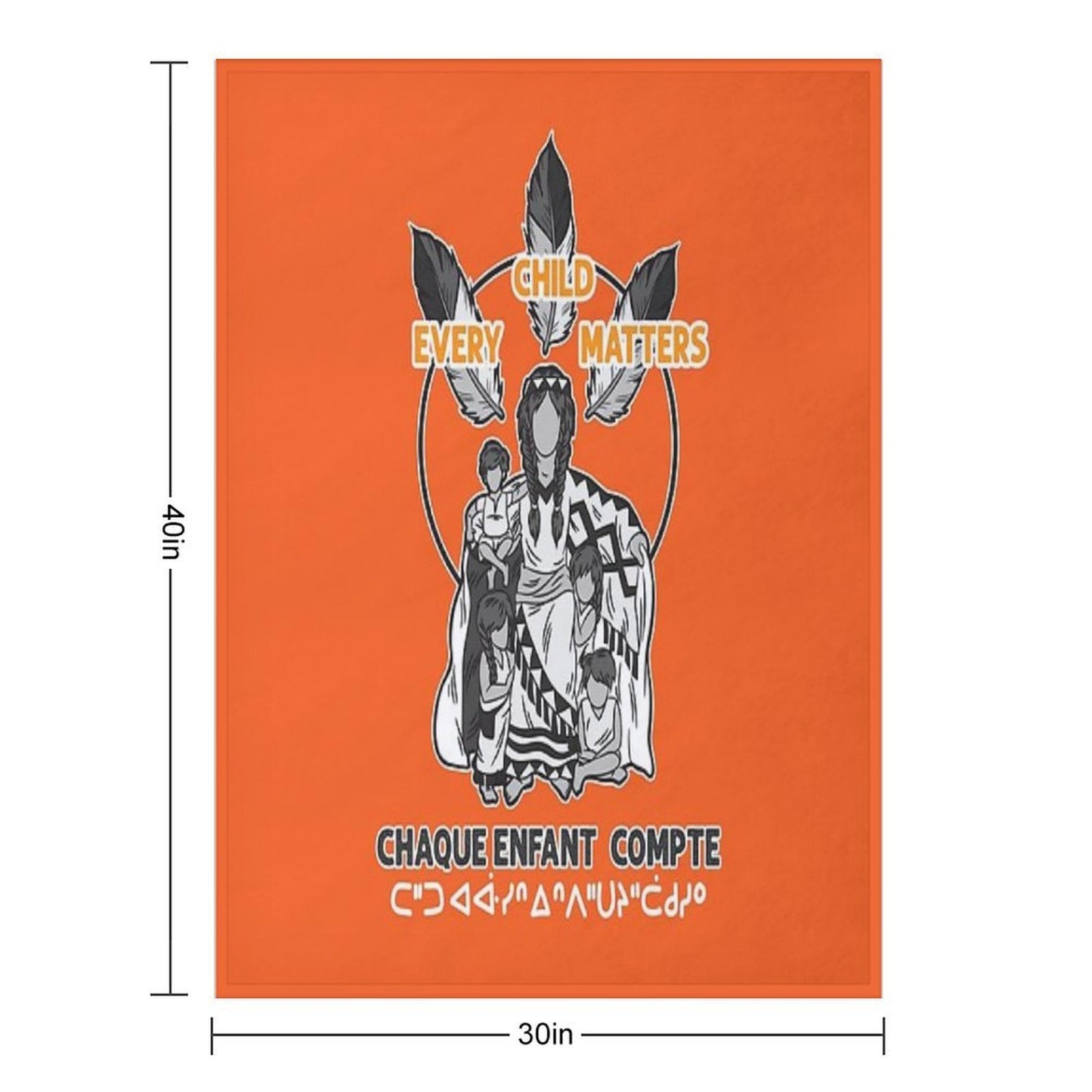 Chaque Enfant Compte Every Child Matters Orange Machine-washable Throw Blanket