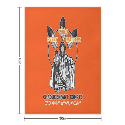 Chaque Enfant Compte Every Child Matters Orange Machine-washable Throw Blanket