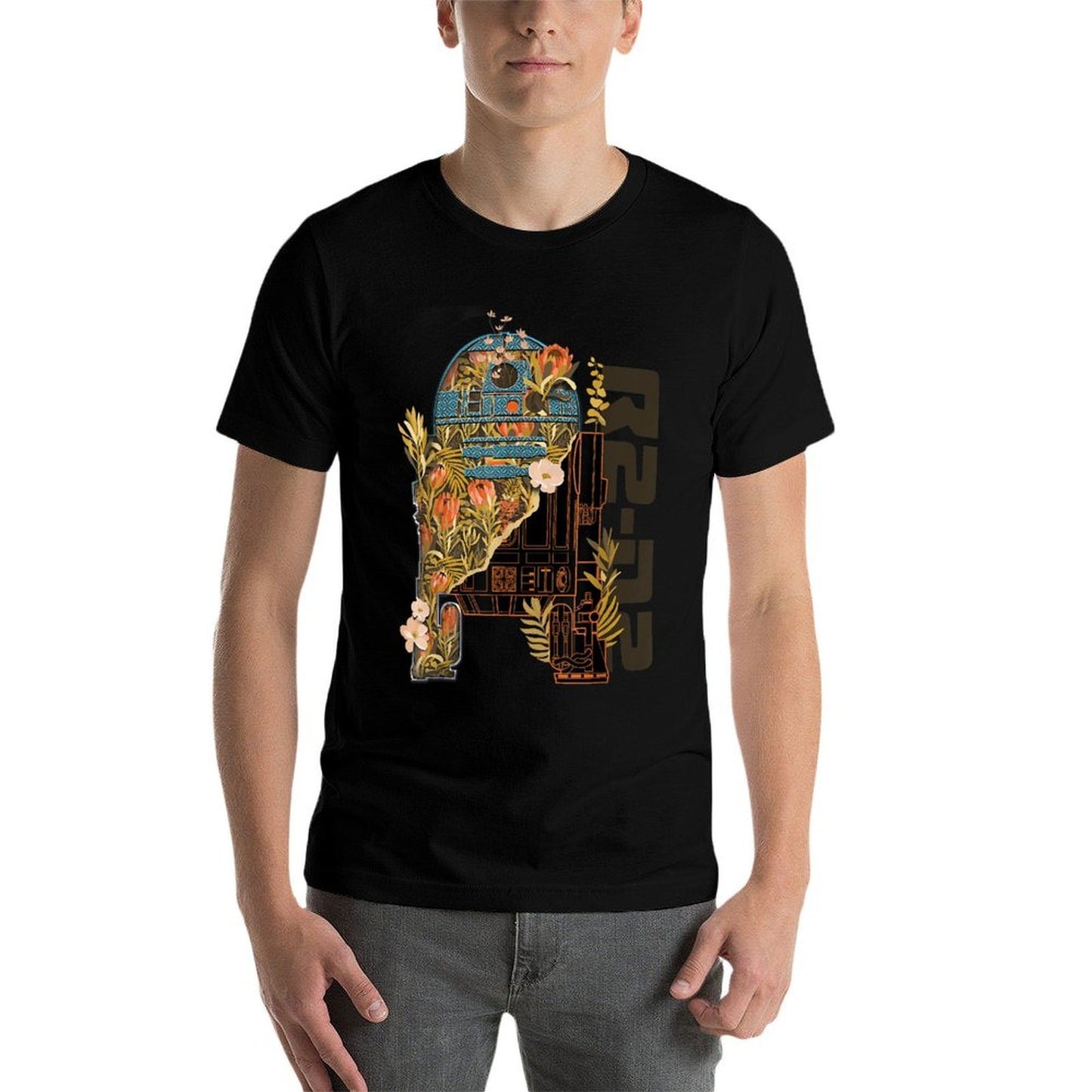 Star Wars R2-D2 Artoo-Deetoo Droid Floral Garden Reimagined  Oversized Silhouette T-Shirt