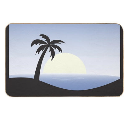Beach Silhouette (Blue)  Easy Maintenance Bath Mat