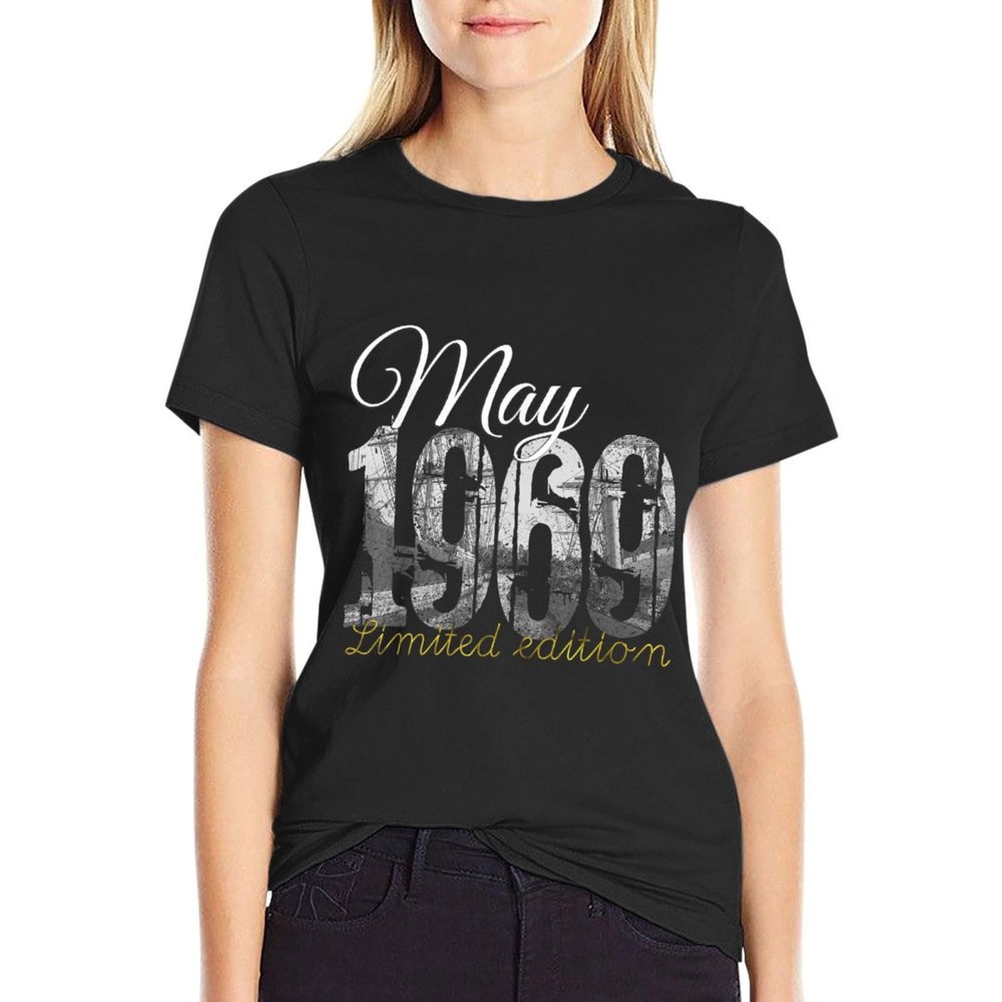 May 1969 - 50 Year Old 1969 50th Birthday Gift  Oversized Silhouette T-Shirt