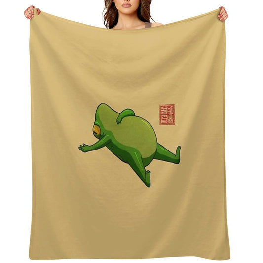 Yoga Frog Mood Machine-washable Throw Blanket