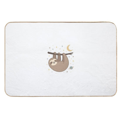 Cosmic Sloth – Sleepy Sloth Hanging in Space  Fade-Resistant Bath Mat