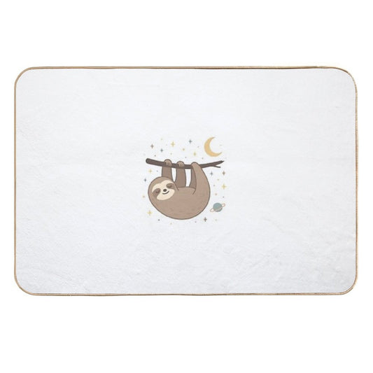 Cosmic Sloth – Sleepy Sloth Hanging in Space  Fade-Resistant Bath Mat