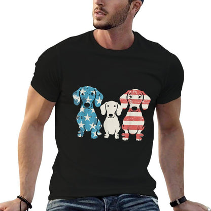 Dachshund USA Patriotic Freedom  Fade-proof Color T-Shirt