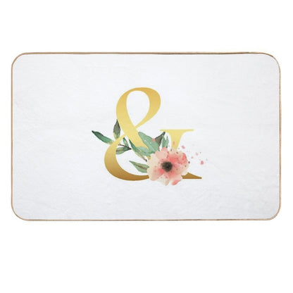 Floral Gold Monogram & Letter Art Ampersand  Long-Lasting Bath Mat