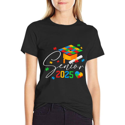Puzzle Autistic Senior 2025 Autism Graduation Boys Girls  Classic T-Shirt