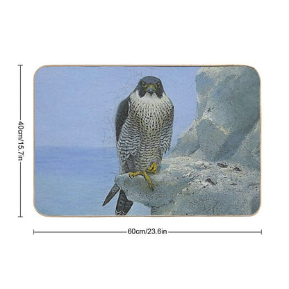 1896 A Peregrine Falcon on A Chalk Cliff  Portrait Wilderness Oil on Canvas Painting Print  by George Edward Lodge  Fade-Resistant Bath Mat