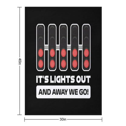 It's Lights Out And Away We Go! - Version 2 (White) Premium Throw Blanket