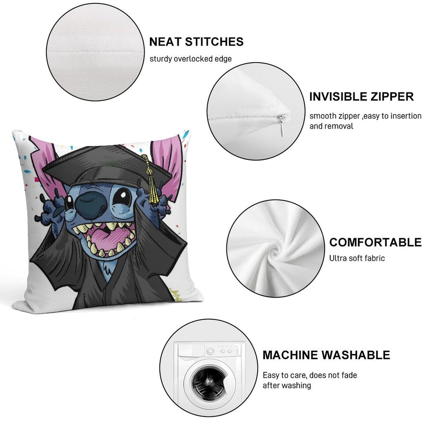 Graduation Stitch Soft Ultra-Soft Texture Throw Pillow