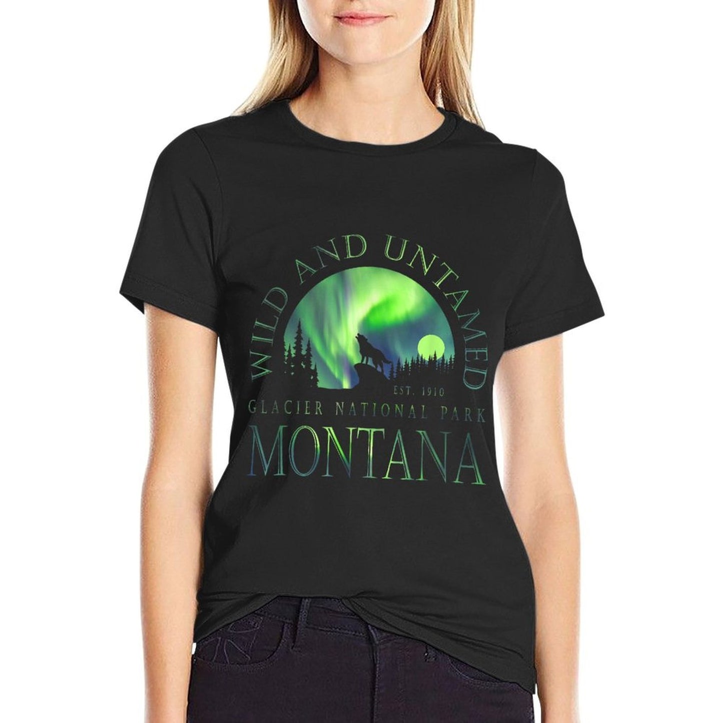 Montana - Glacier National Park - Northern Lights  Wrinkle-resistant T-Shirt