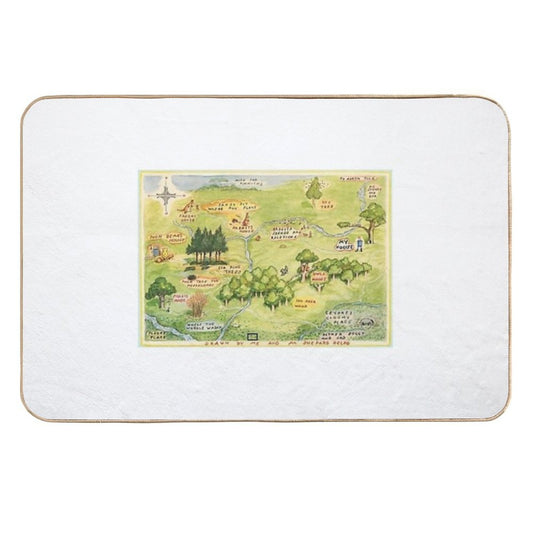 Hundred Acre Woods Map  Rapid-Drying Bath Mat