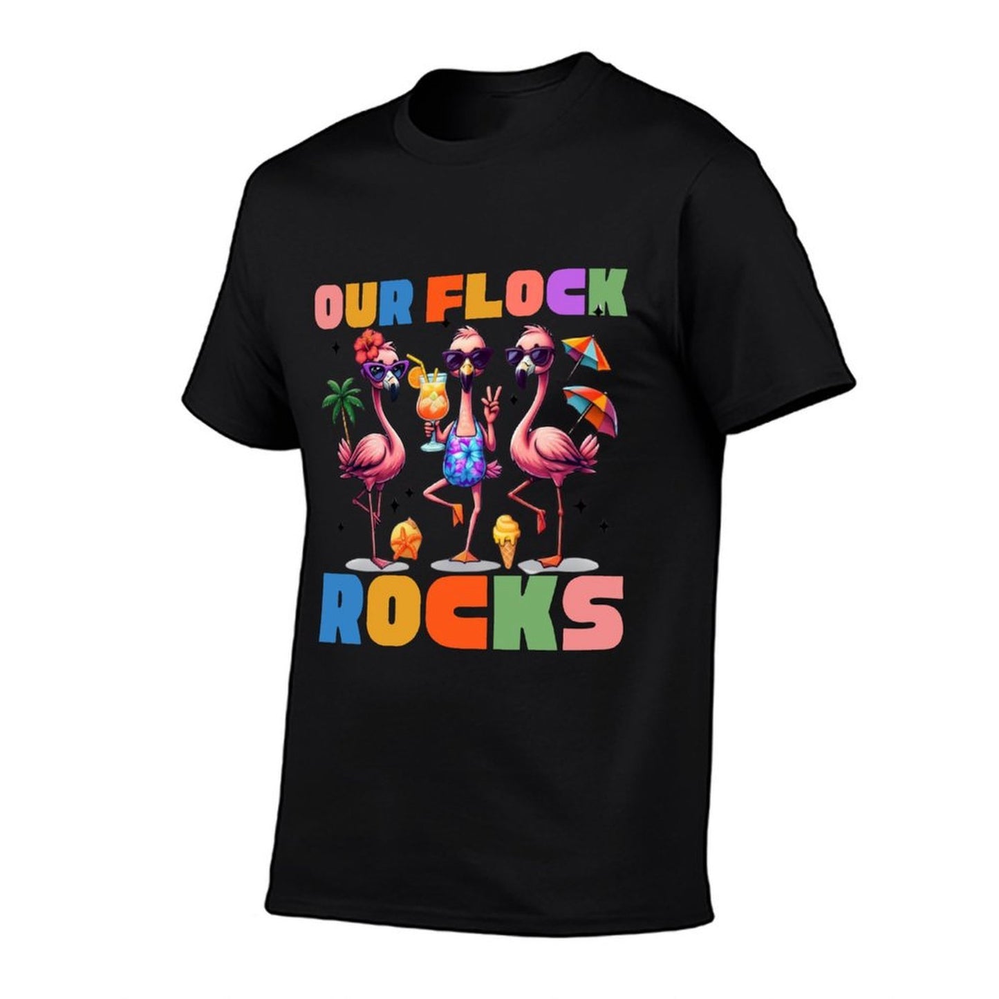 Our Flock Rocks Flamingo Summer Vacation Family Matching Sweatshirt  Eco-friendly Material T-Shirt