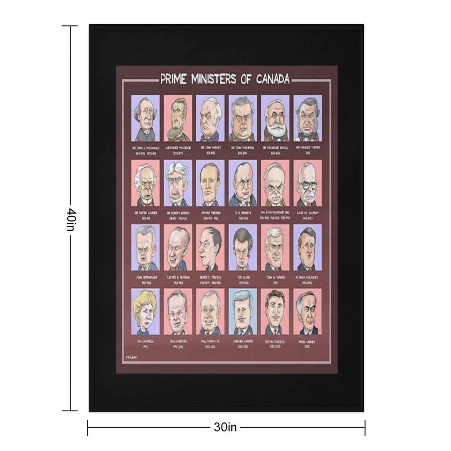 Canada's Prime Ministers (updated 2025) Easy Care Throw Blanket