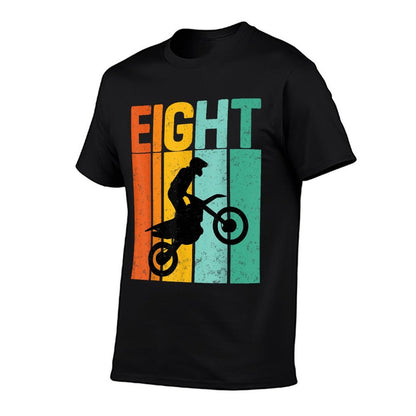 8th Birthday Eight Years Old Motocross Dirt Bike Rider  Heathered Texture T-Shirt