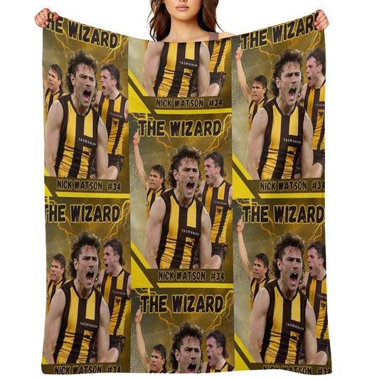 Nick Watson The Wizard Hawthorn Hawks AFL Football All-season Throw Blanket
