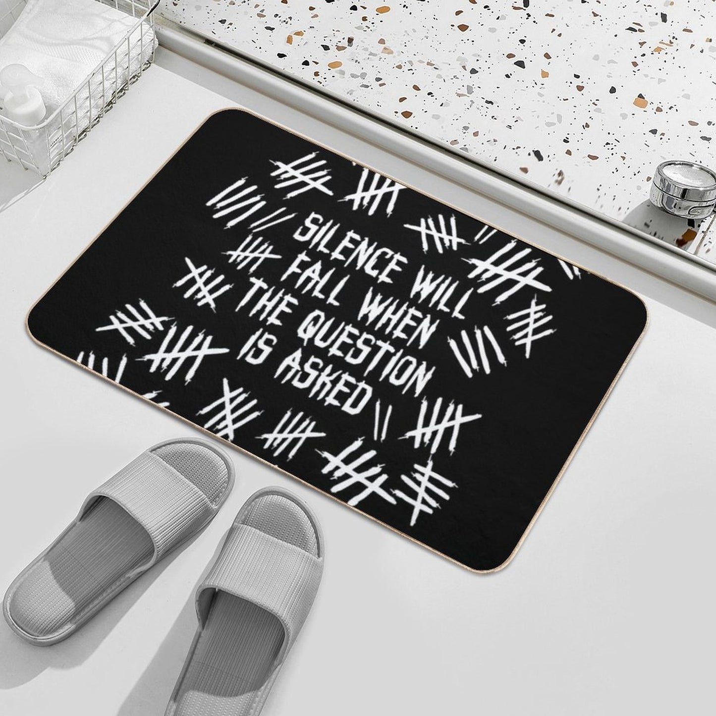Silence Asked White  Absorbent Bath Mat