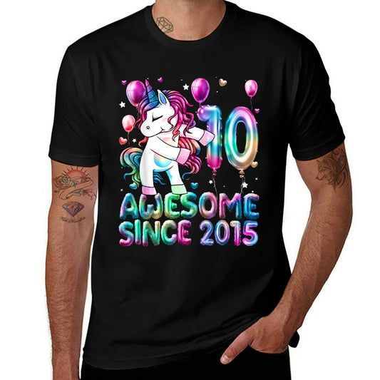 Flossing Unicorn 10 Year Old 10th Birthday Girl Unicorn  Wrinkle-resistant T-Shirt