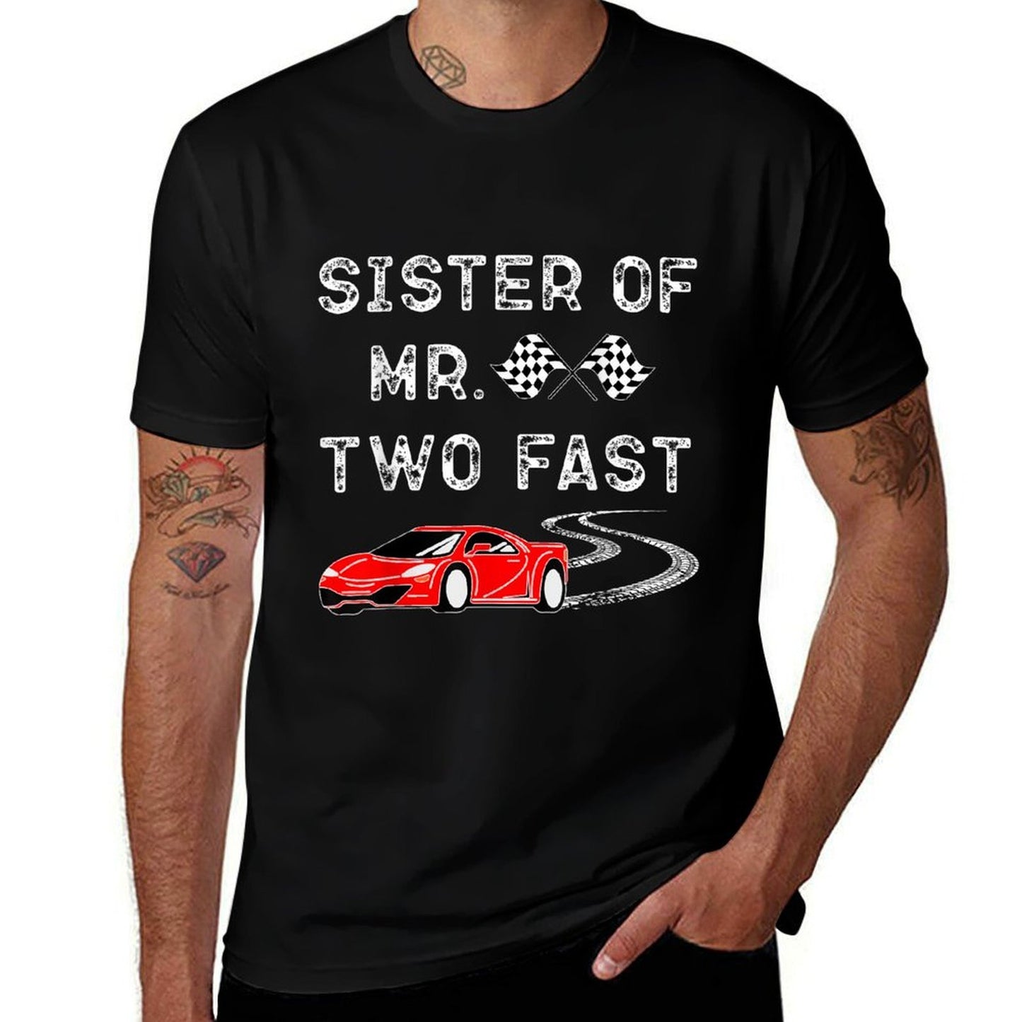 Boy 2nd Birthday Racer Sister Mr. Two Fast 2nd Race Car Bday  Soft T-Shirt