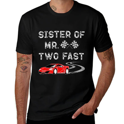 Boy 2nd Birthday Racer Sister Mr. Two Fast 2nd Race Car Bday  Soft T-Shirt