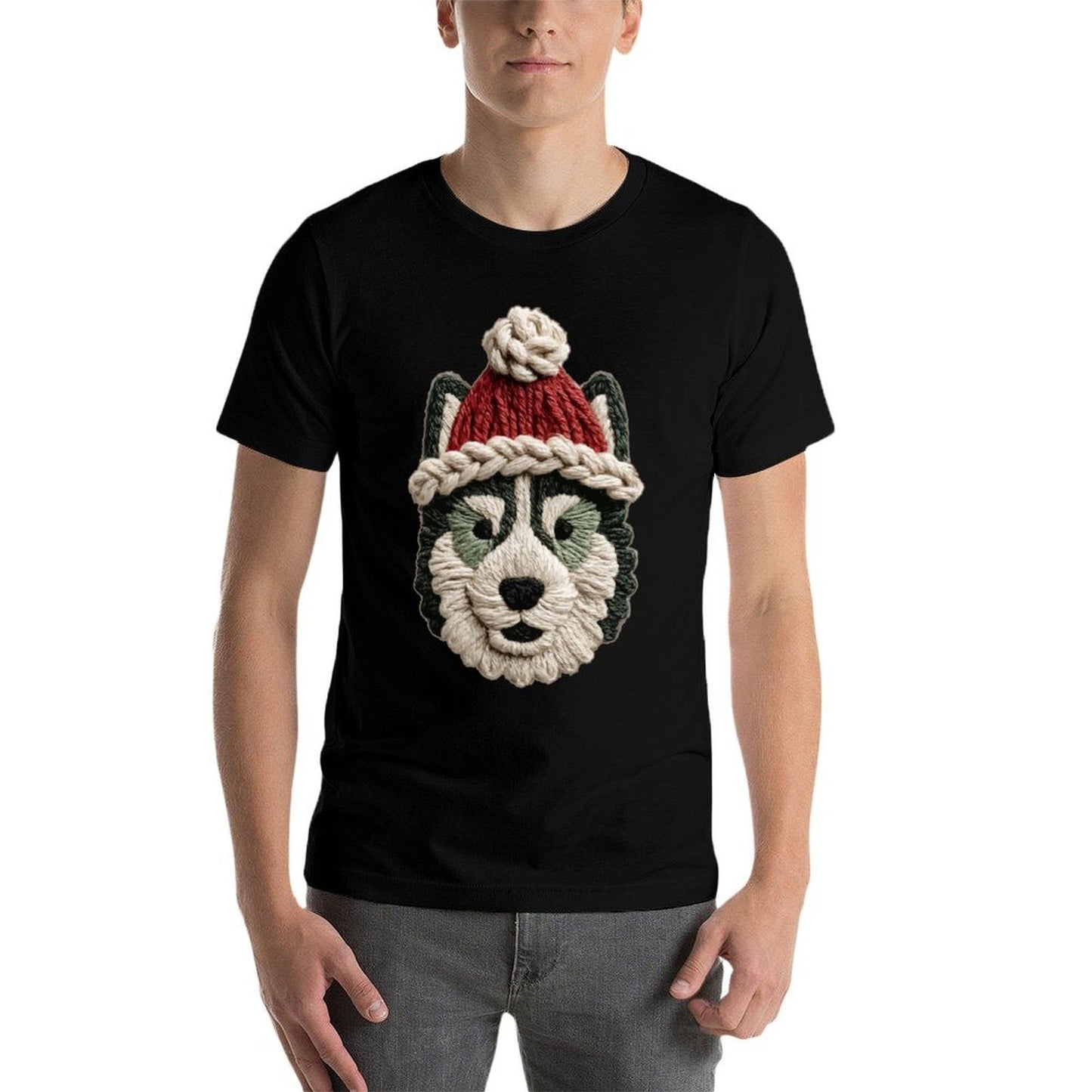 Cute Christmas Husky Dog with Santa Hat Winter Aesthetic  Versatile T-Shirt