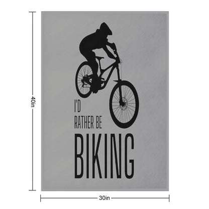 I'd Rather Be Biking. MTB. Mountain Biker. Downhill. Black Lightweight Throw Blanket