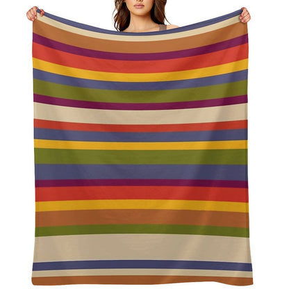 6th Doctor Scarf Pattern Plush Throw Blanket