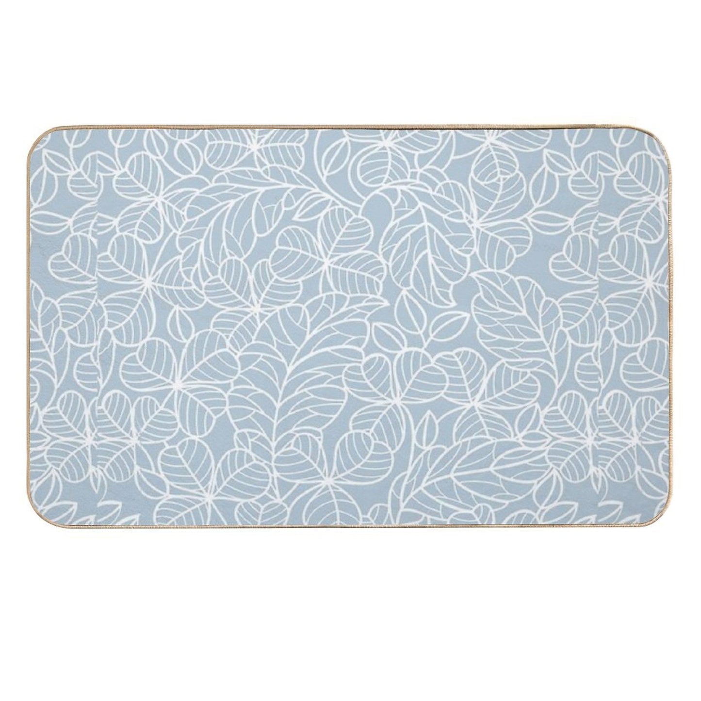 Coastal Blue And White Leaf Pattern  Toxin-Free Bath Mat