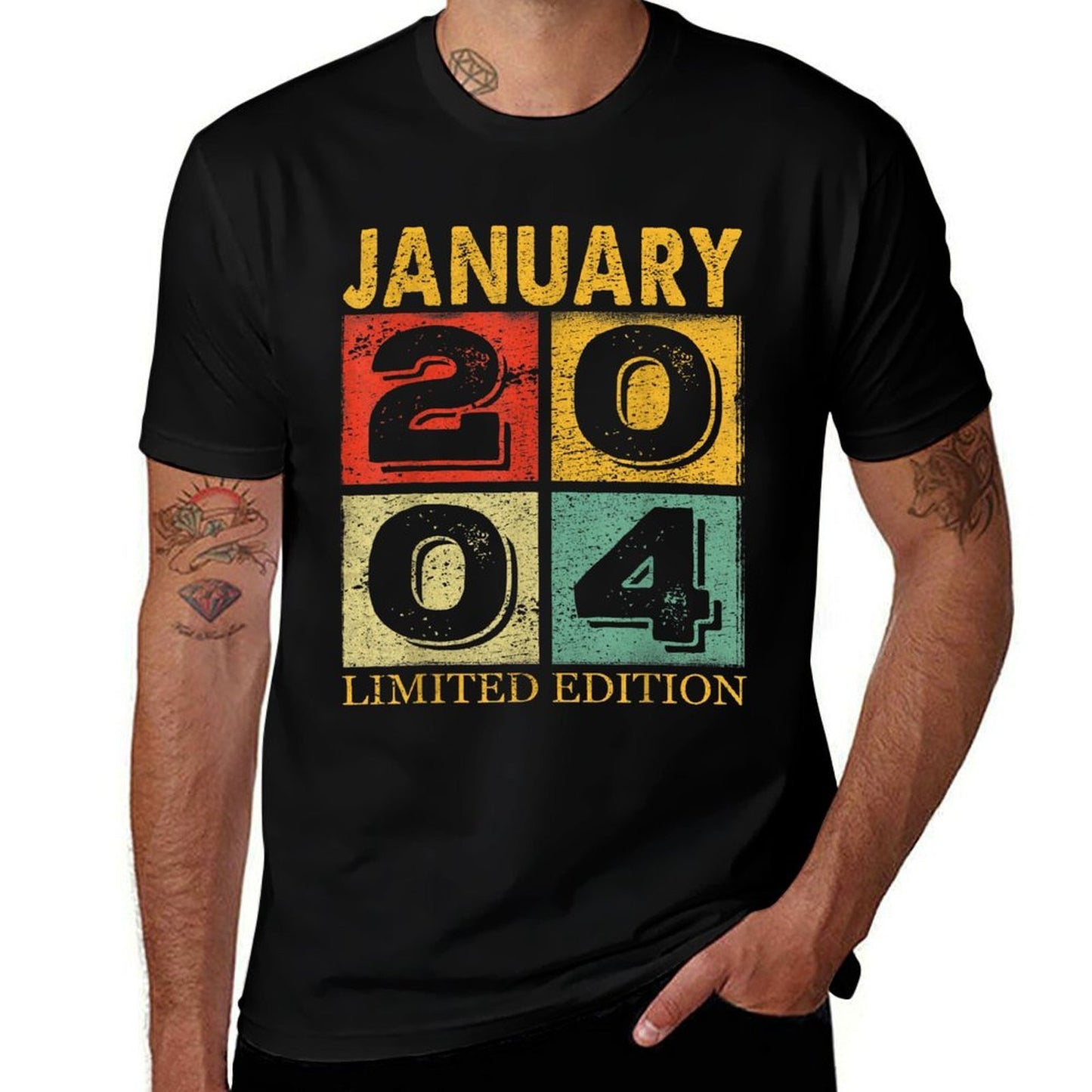 21 Years Old Awesome Since January 2004 21st Birthday Gifts  Trendy Pattern T-Shirt