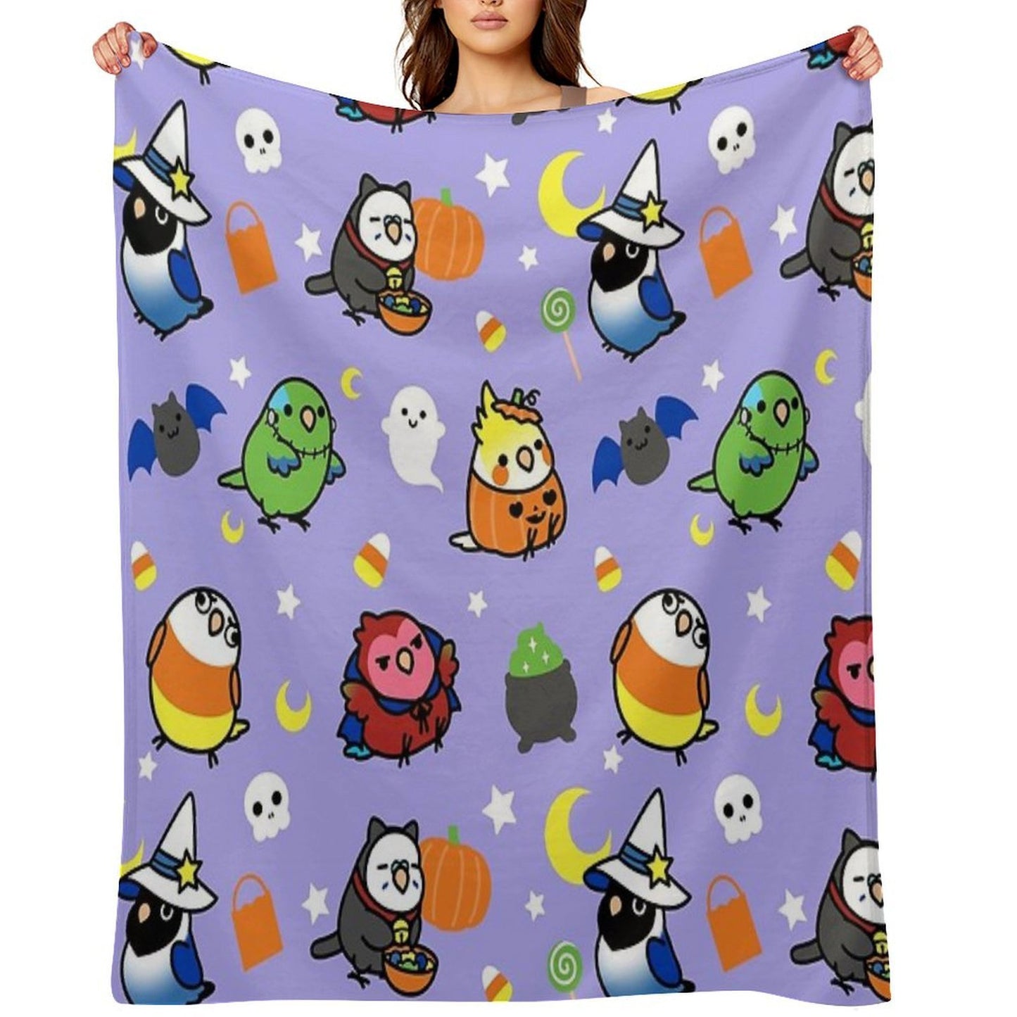 Chubby Bird Halloween Adventures V2 Versatility Throw Blanket