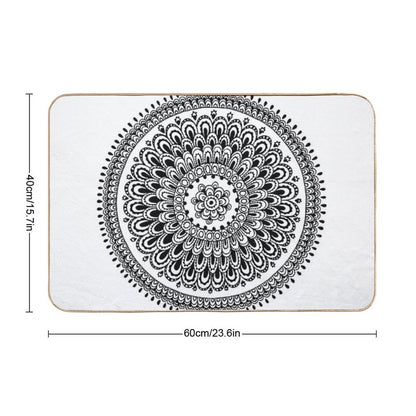 Mandala Black And White by Hayley Lauren Design  Stain-Proof Bath Mat