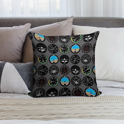 Flight Instruments Soft Luxury Feel Throw Pillow