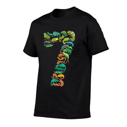 Kids 7th Birthday Reptiles Lizards Themed 7 Year Old Boys  Soft T-Shirt